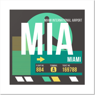 Miami (MIA) Airport // Retro Sunset Baggage Tag Posters and Art